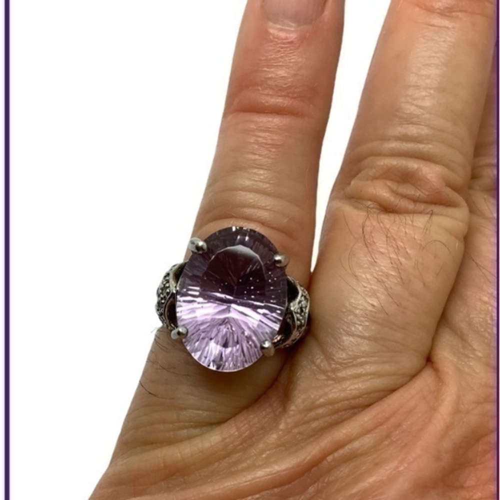 Sterling silver purple amethyst cocktail ring size 6